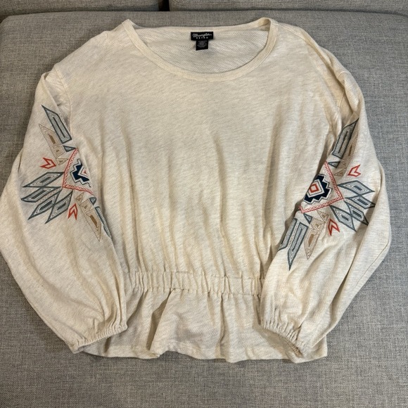 Wrangler Tops - Wrangler Retro Embroidered Peasant Top Womens XL Boho Western Prairie Cream